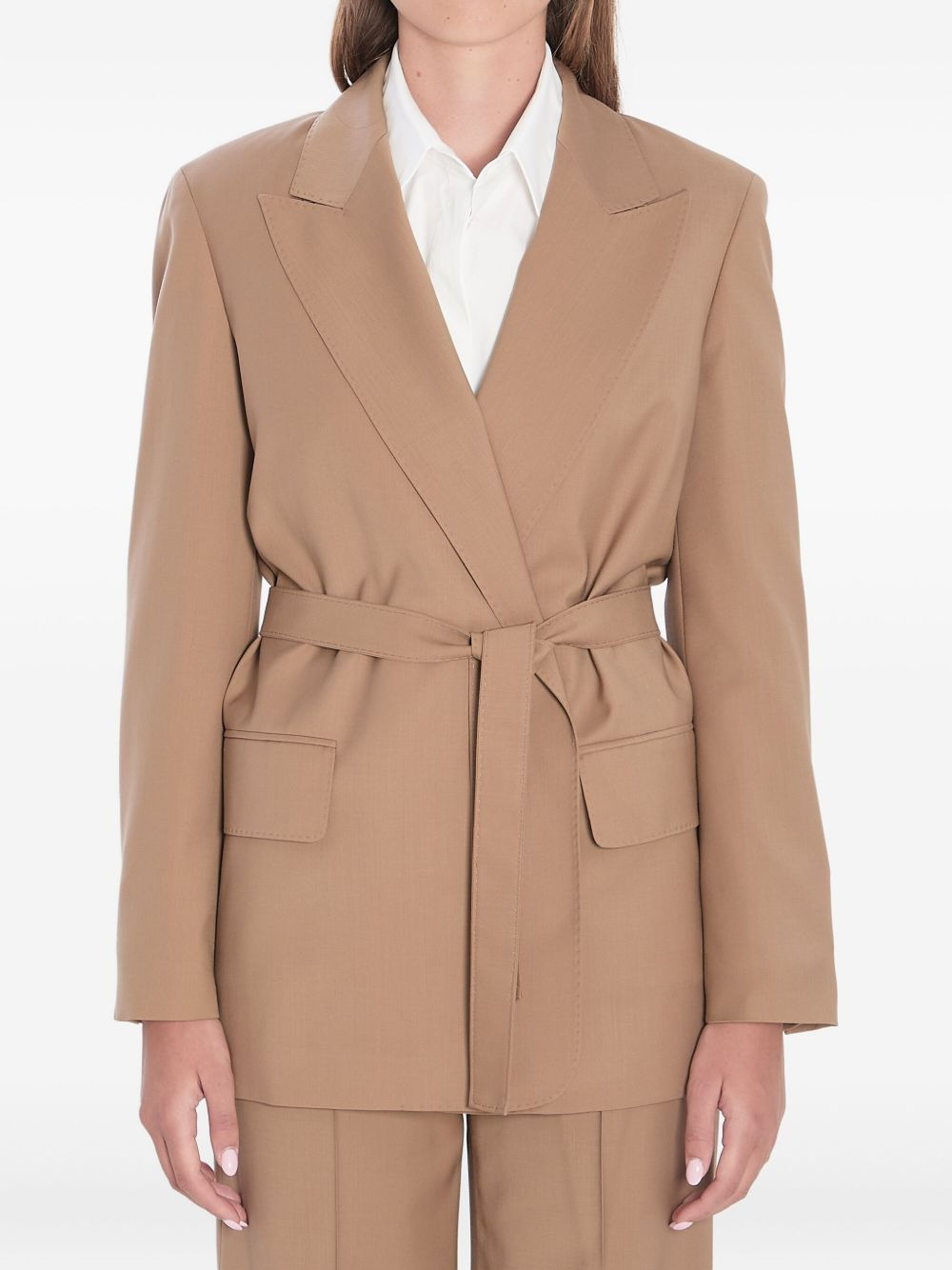 belted peak-lapel blazer - 1