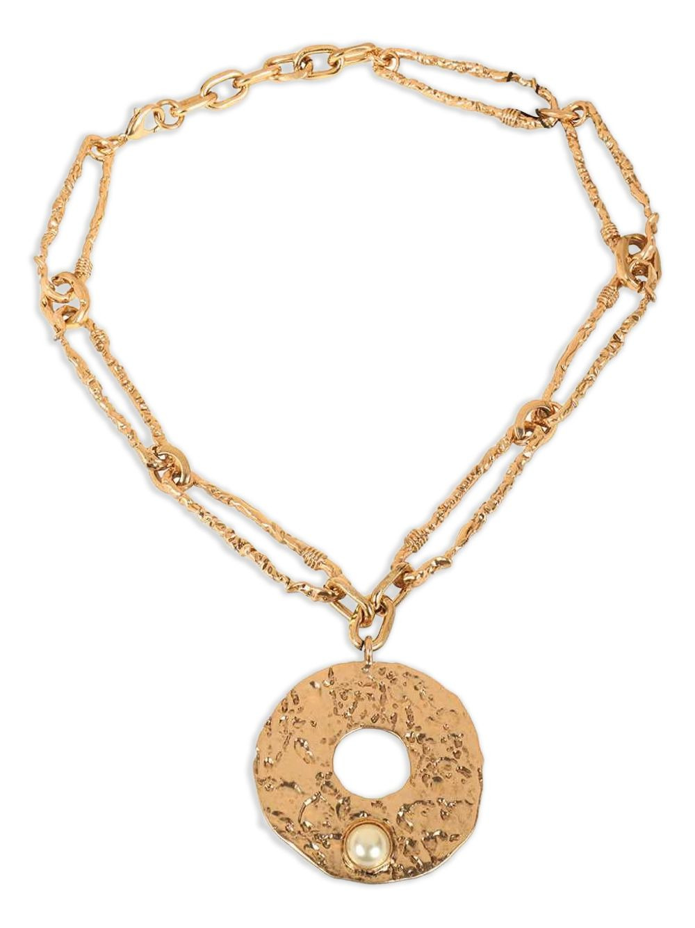 hammered-circle pendant necklace - 1