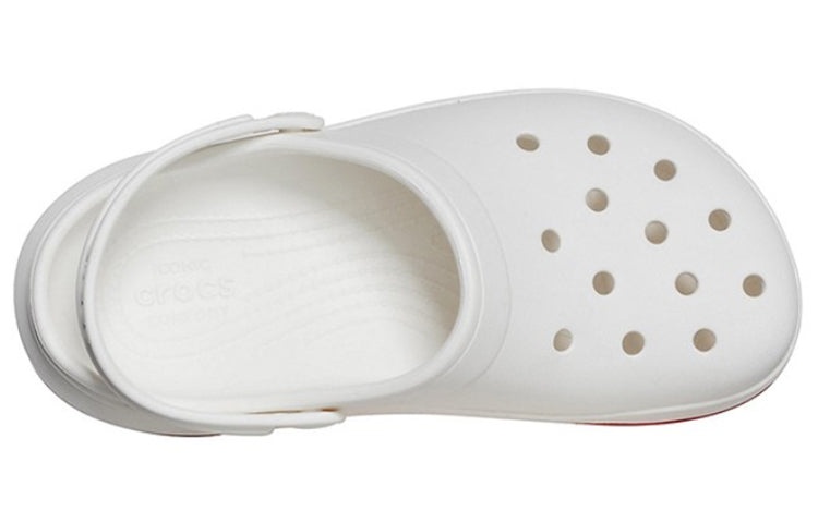 Crocsband Full Force Thick Sole Sandals White Red Unisex 206122-100 - 4