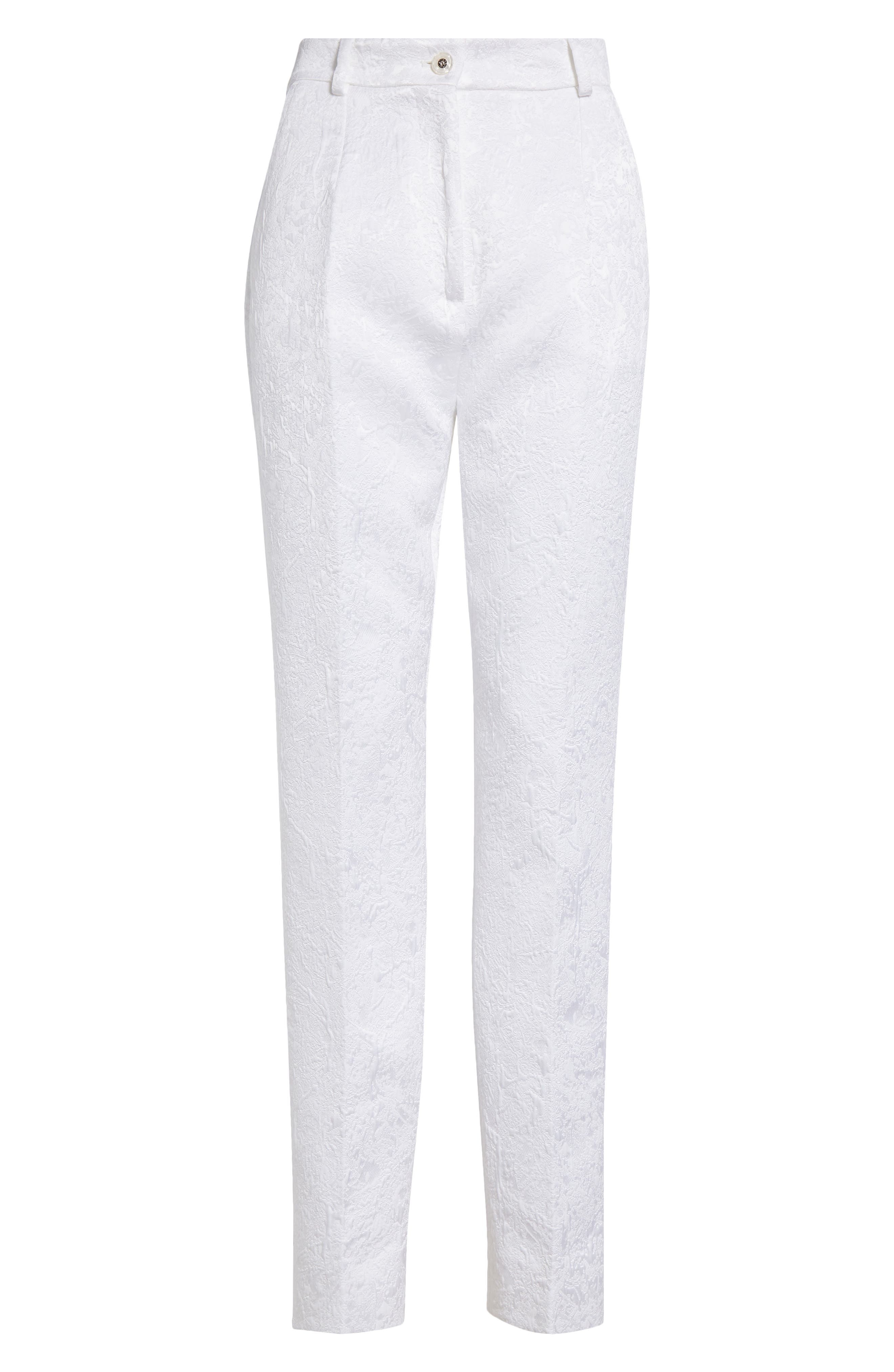 Dolce&Gabbana Brocade Skinny Pants in W0800 Bianco Ottico at Nordstrom - 6