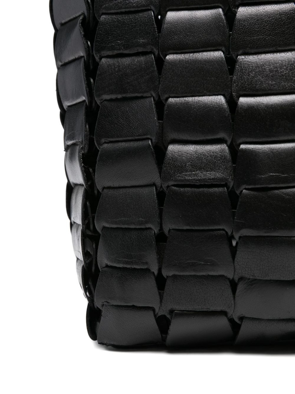 leather woven tote bag - 3