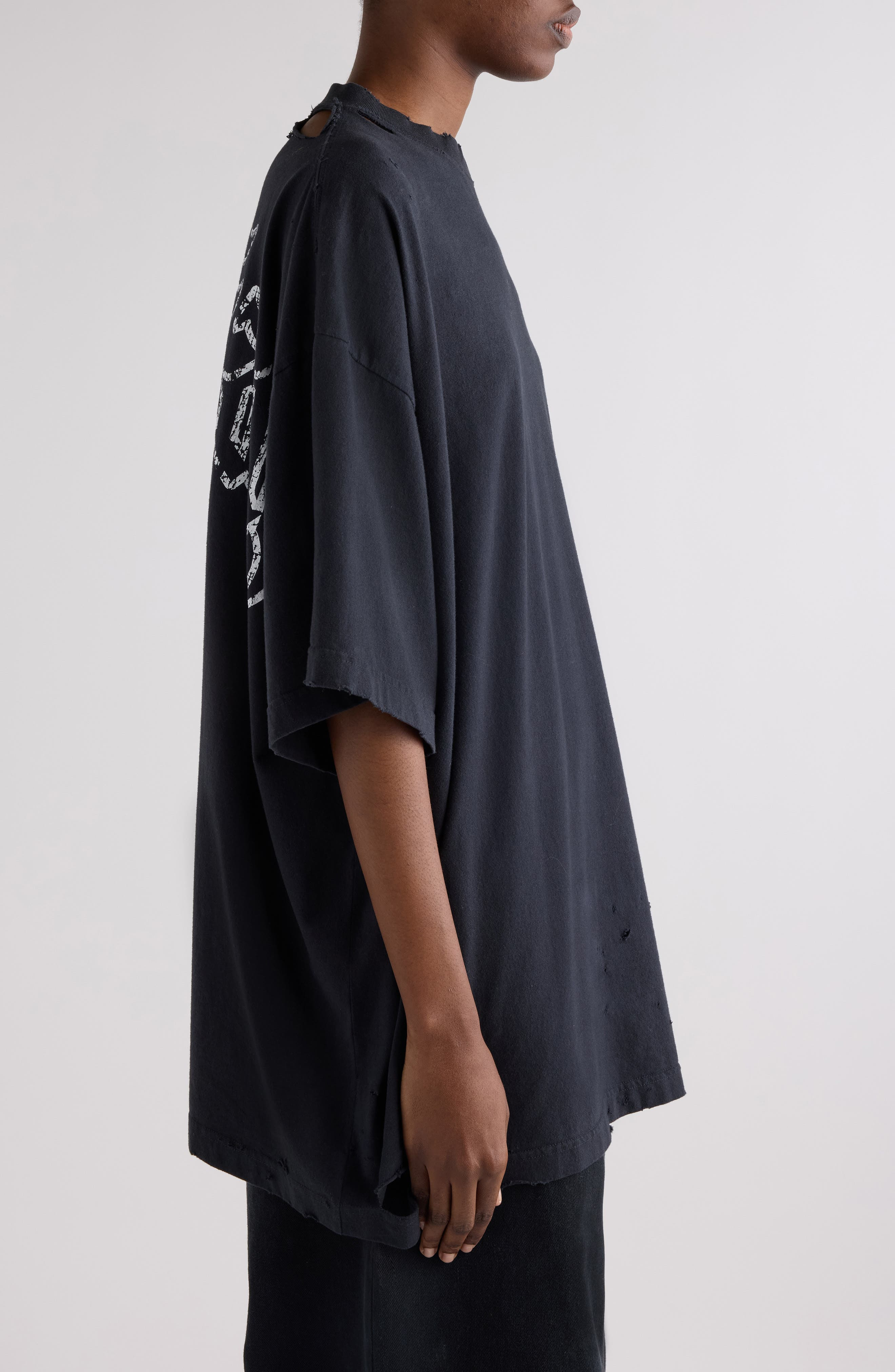 Balenciaga Oversize Graphic T-Shirt in 1041 Faded Washed Black at Nordstrom - 4