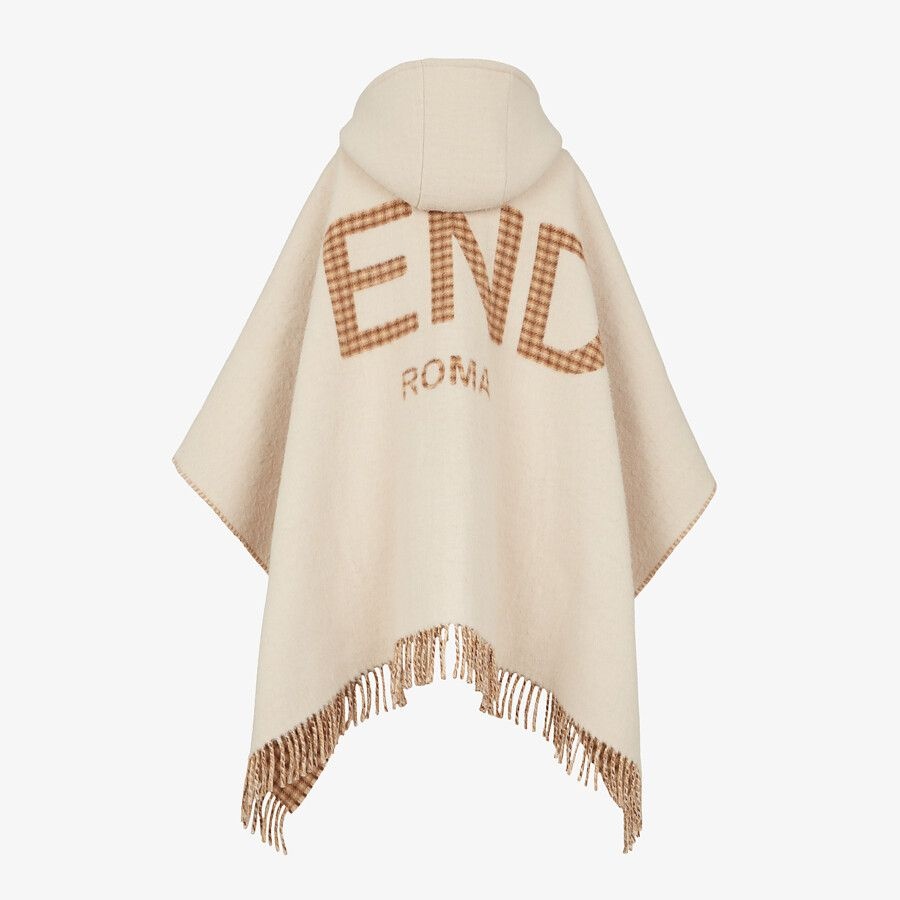 Cream wool and cashmere poncho - 2