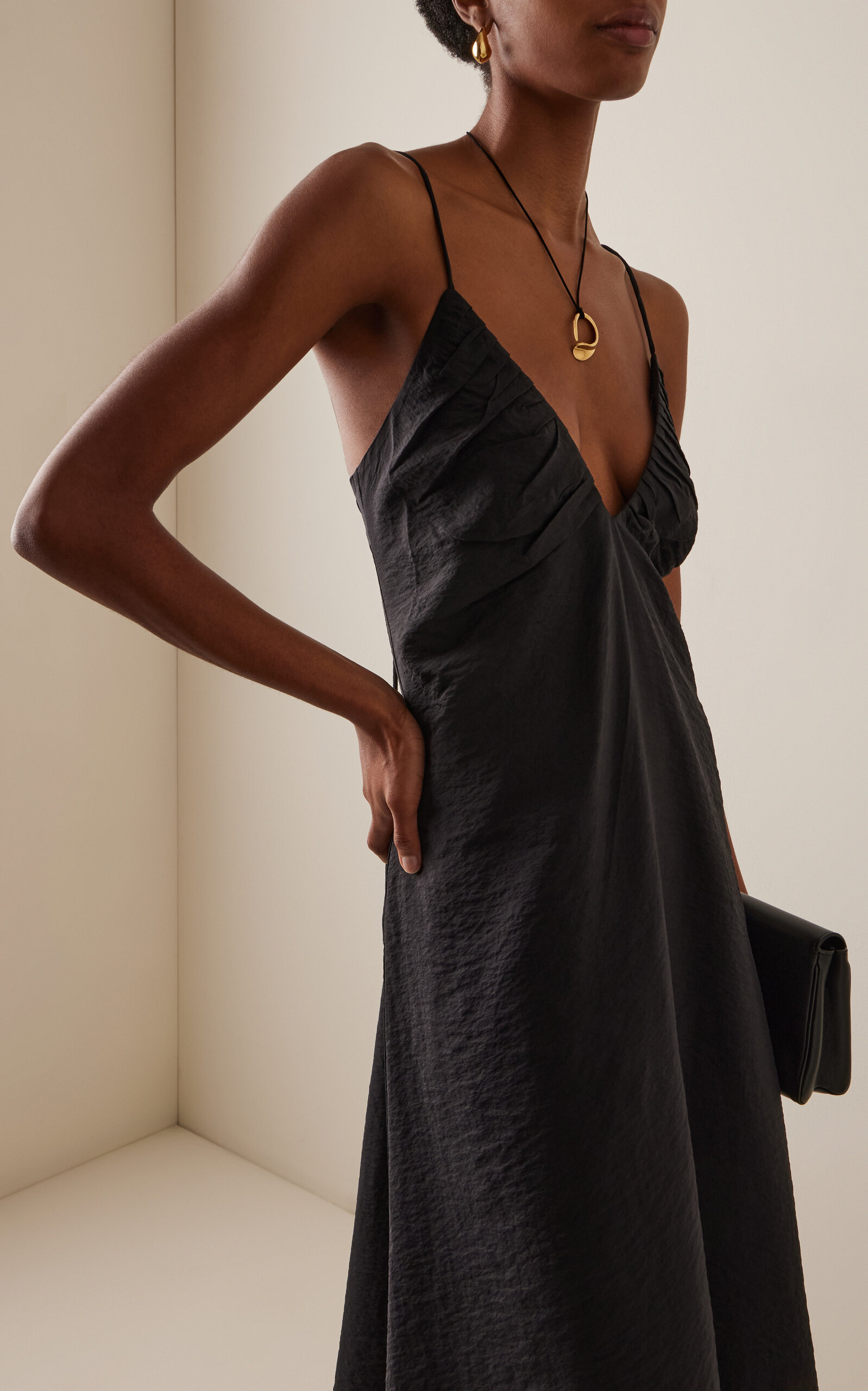 Hammered-Silk Maxi Dress black - 3