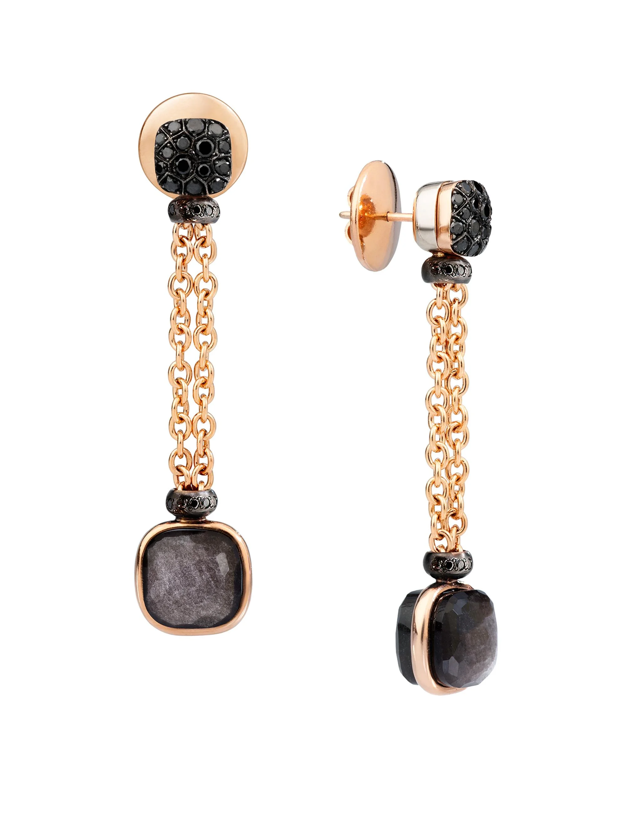 Women's Nudo 18K Rose Gold, Obsidian & Black Diamond Dangle Earrings - 1