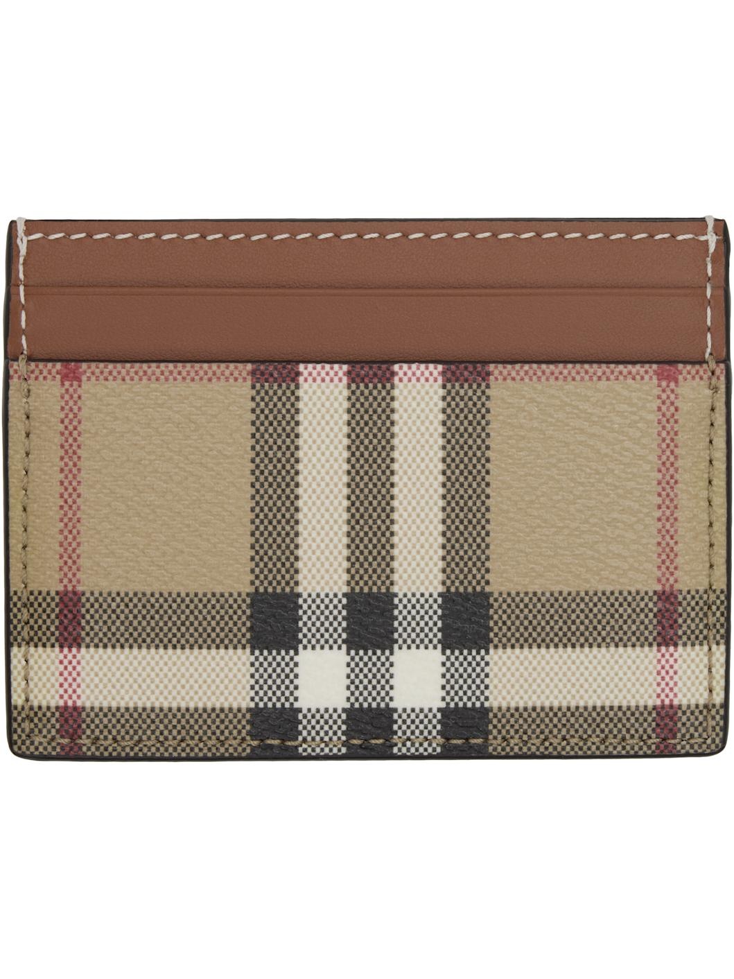 Beige & Brown Check Case Card Holder - 2