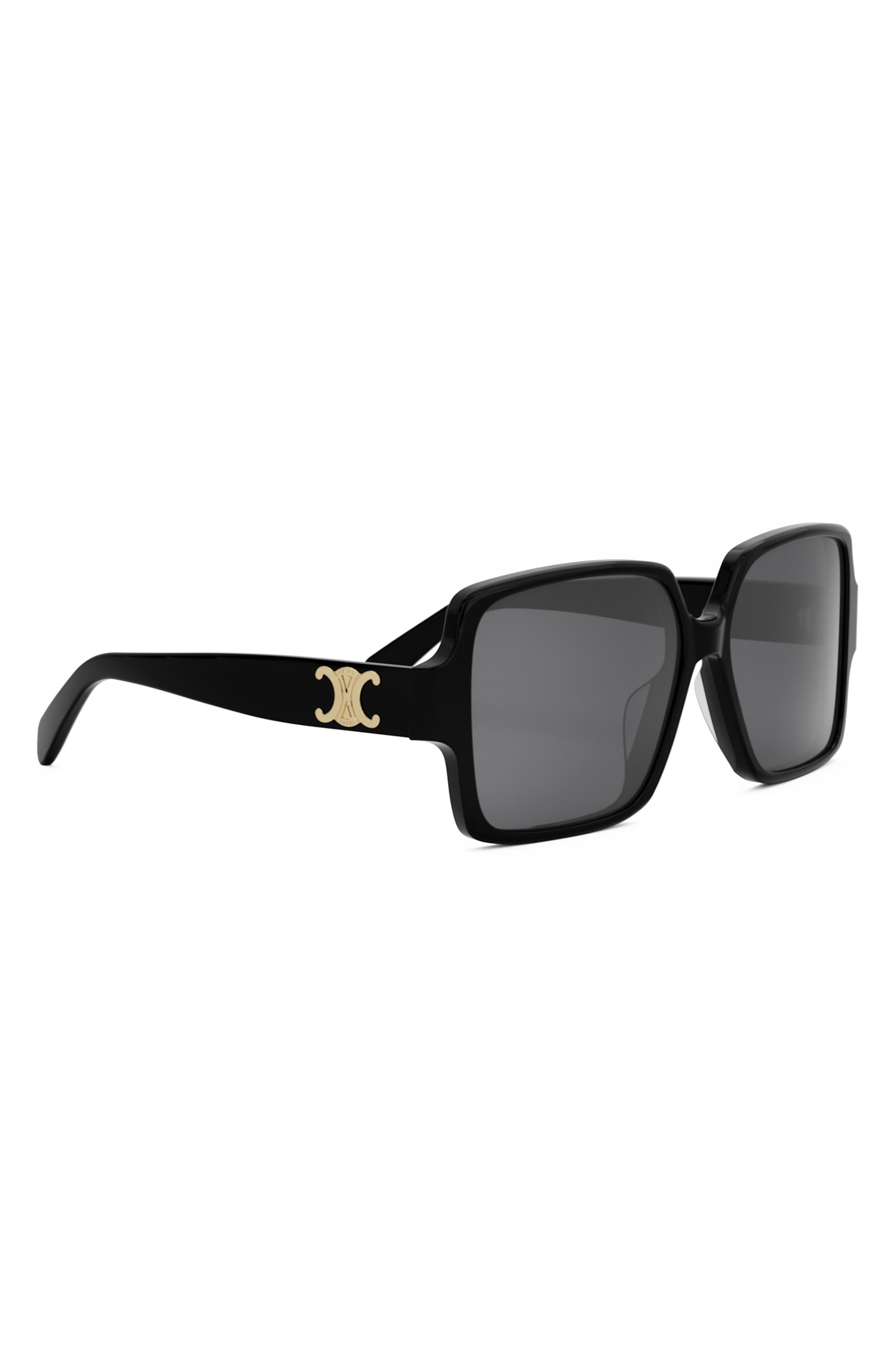 CELINE Triomphe 60mm Square Sunglasses in Shiny Black /Smoke at Nordstrom - 5
