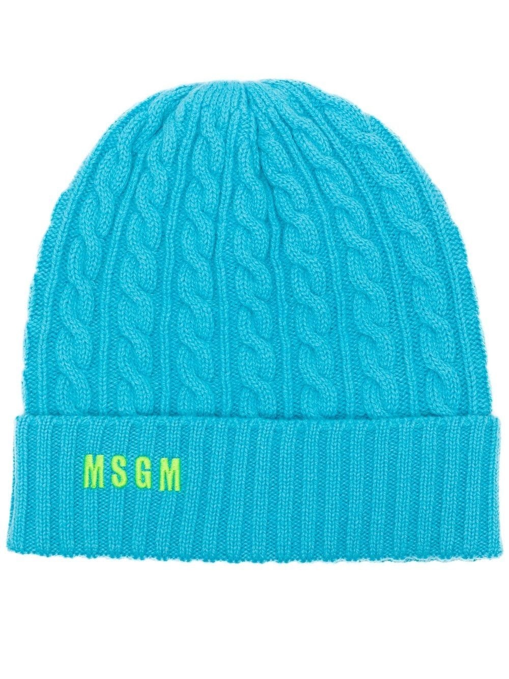 cable-knit logo-embroidered hat - 1