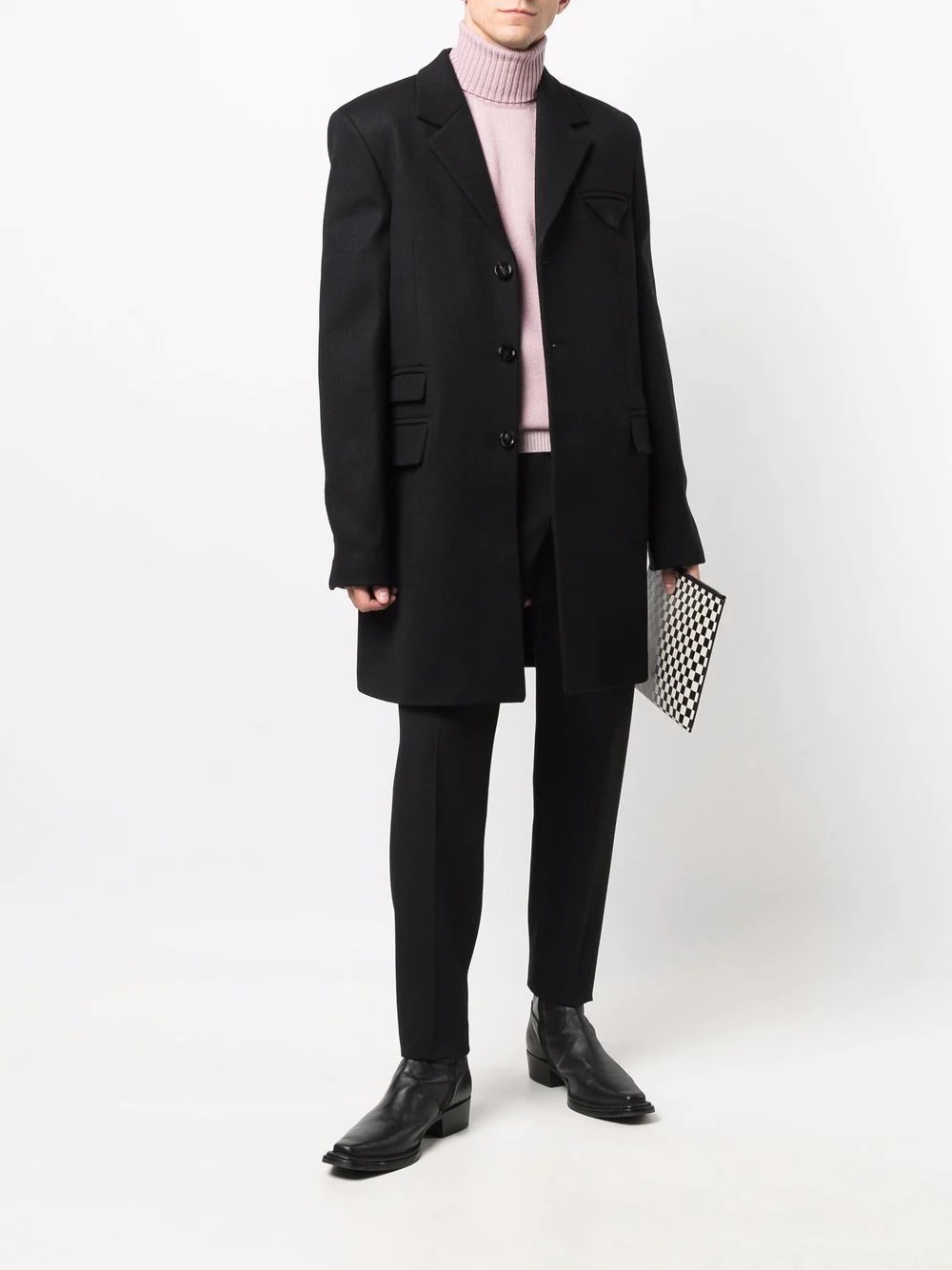 single-breasted button-front mid-calf coat - 2