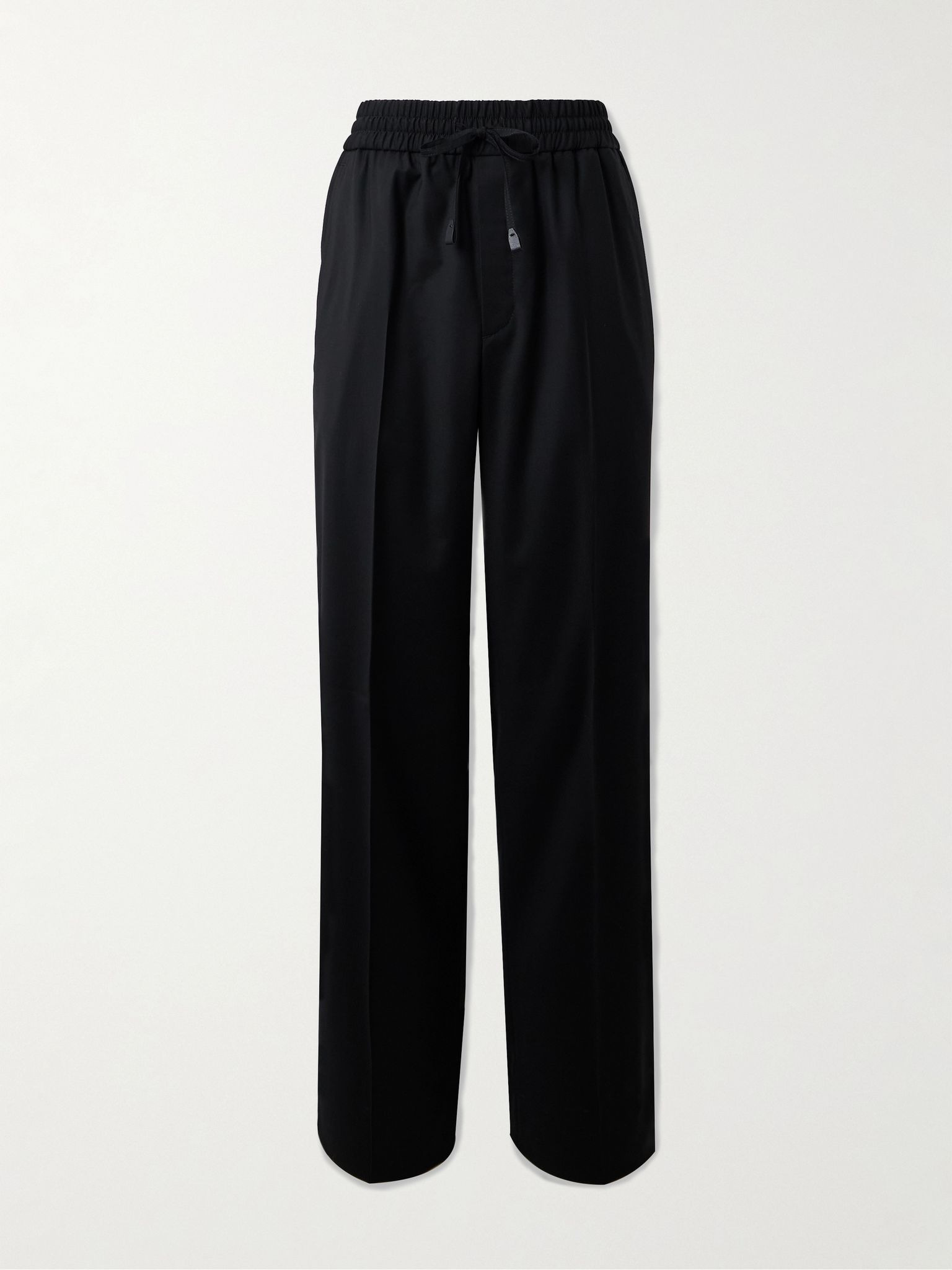 Asolo Straight-Leg Pleated Wool-Blend Drawstring Trousers Black - 1