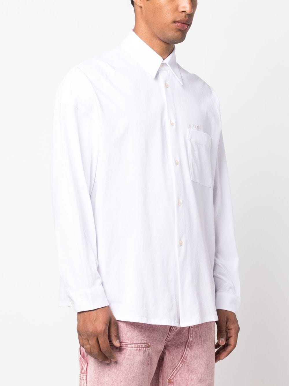 embroidered-logo cotton shirt - 3