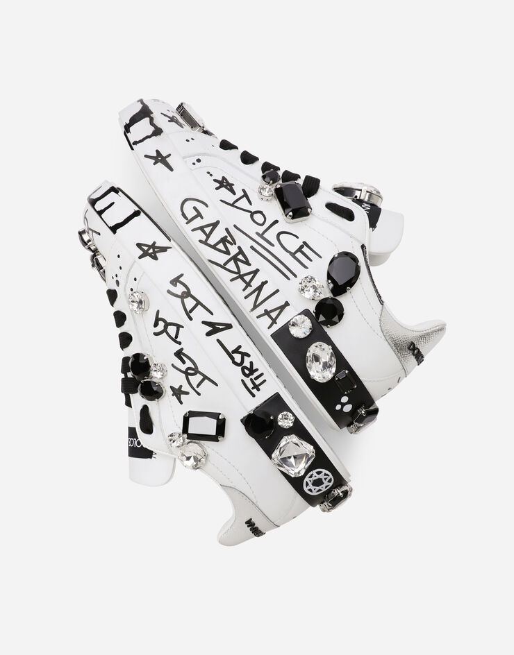 Calfskin Portofino sneakers with embroidery and lettering - 5