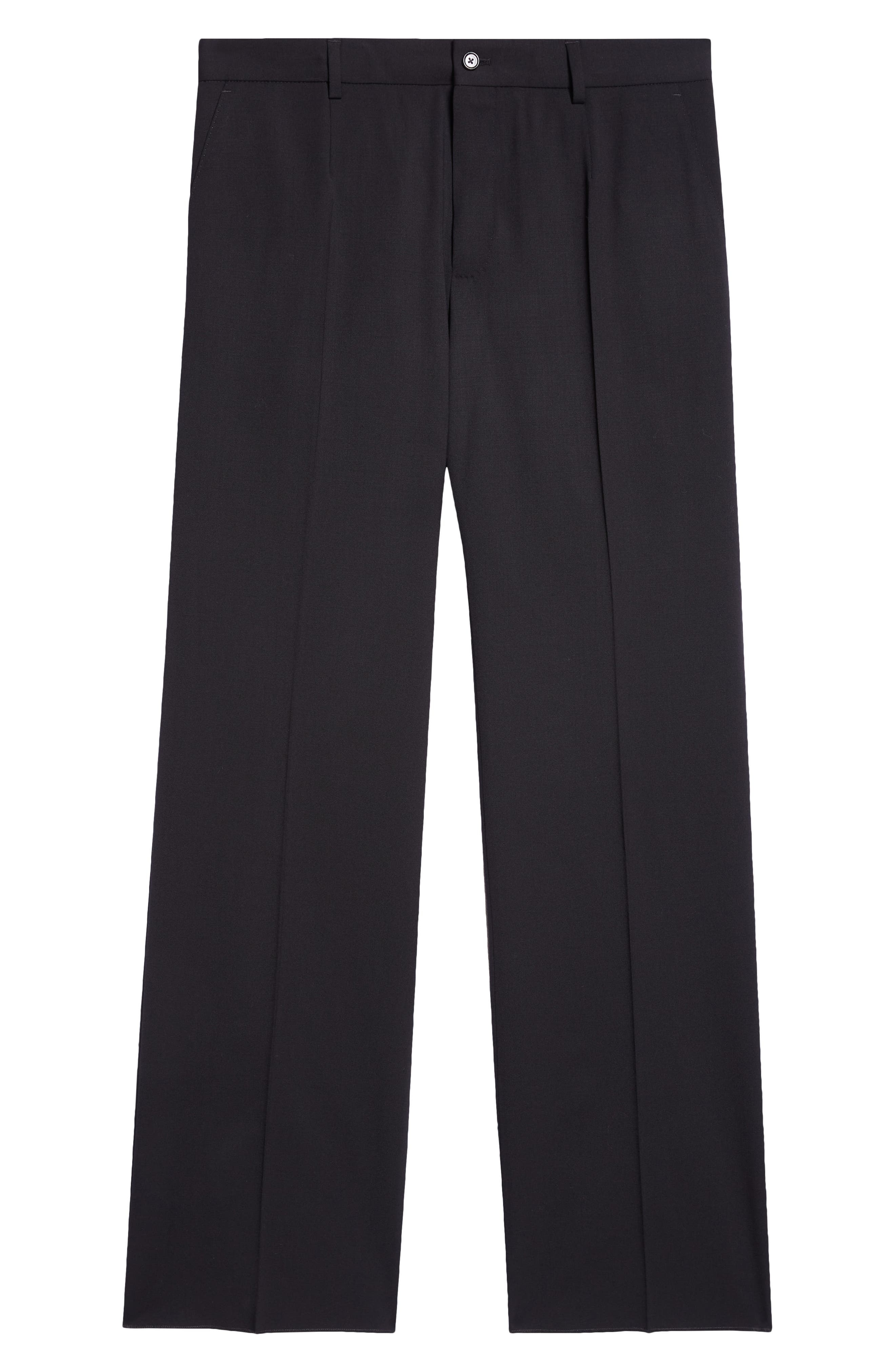 Dolce&Gabbana Pintuck Stretch Virgin Wool Straight Leg Pants in N0000 Nero at Nordstrom - 5