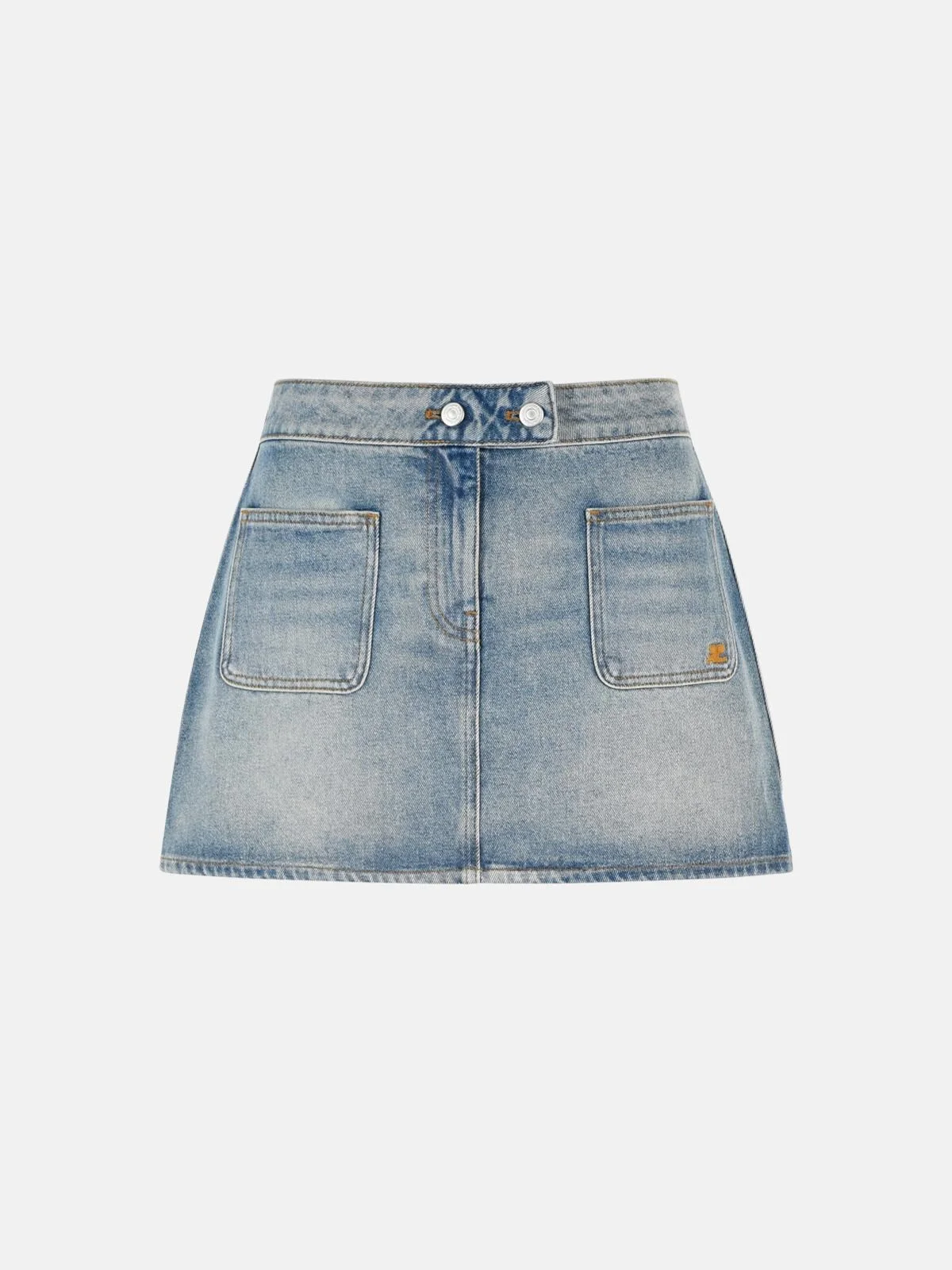 LIGHT BLUE COTTON DENIM MINISKIRT - 1