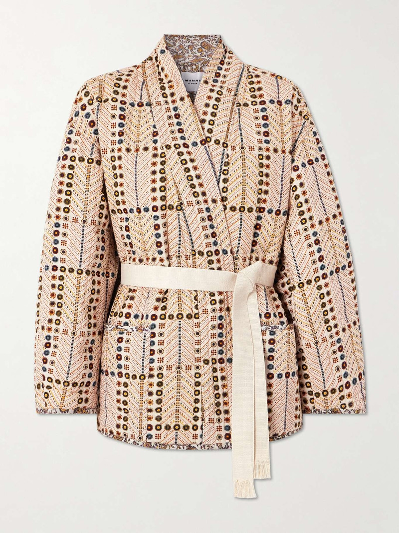 Chancel belted quilted padded printed cotton jacket Ecru 1
