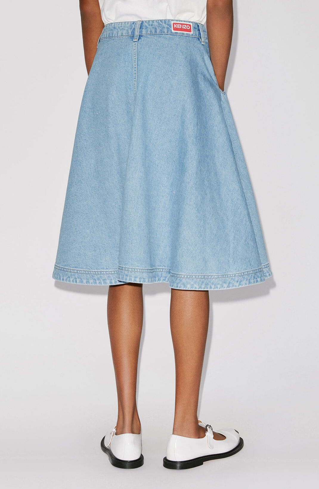 Flared denim skirt - 4
