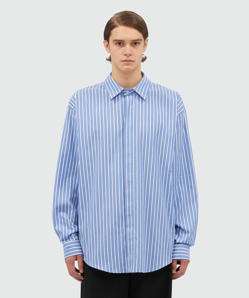 MSGM Striped light blue poplin shirt outlook