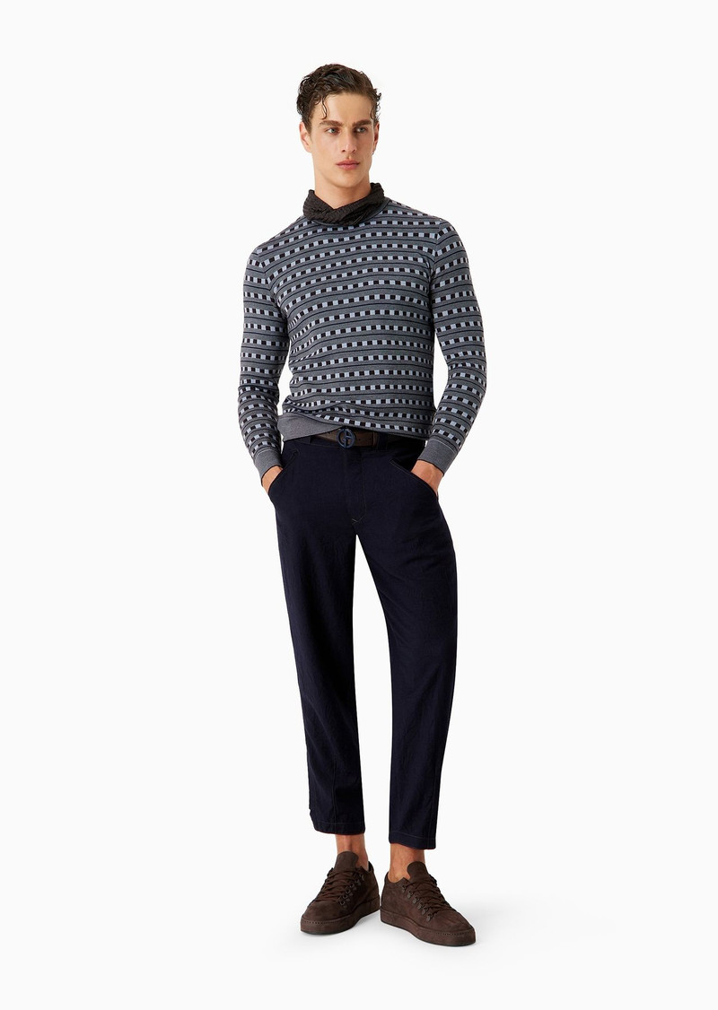 GIORGIO ARMANI ASV virgin wool and viscose jacquard crew-neck jumper outlook
