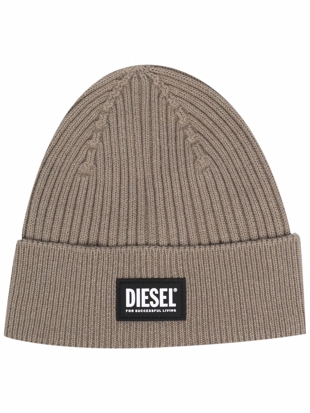 logo-patch ribbed beanie - 1