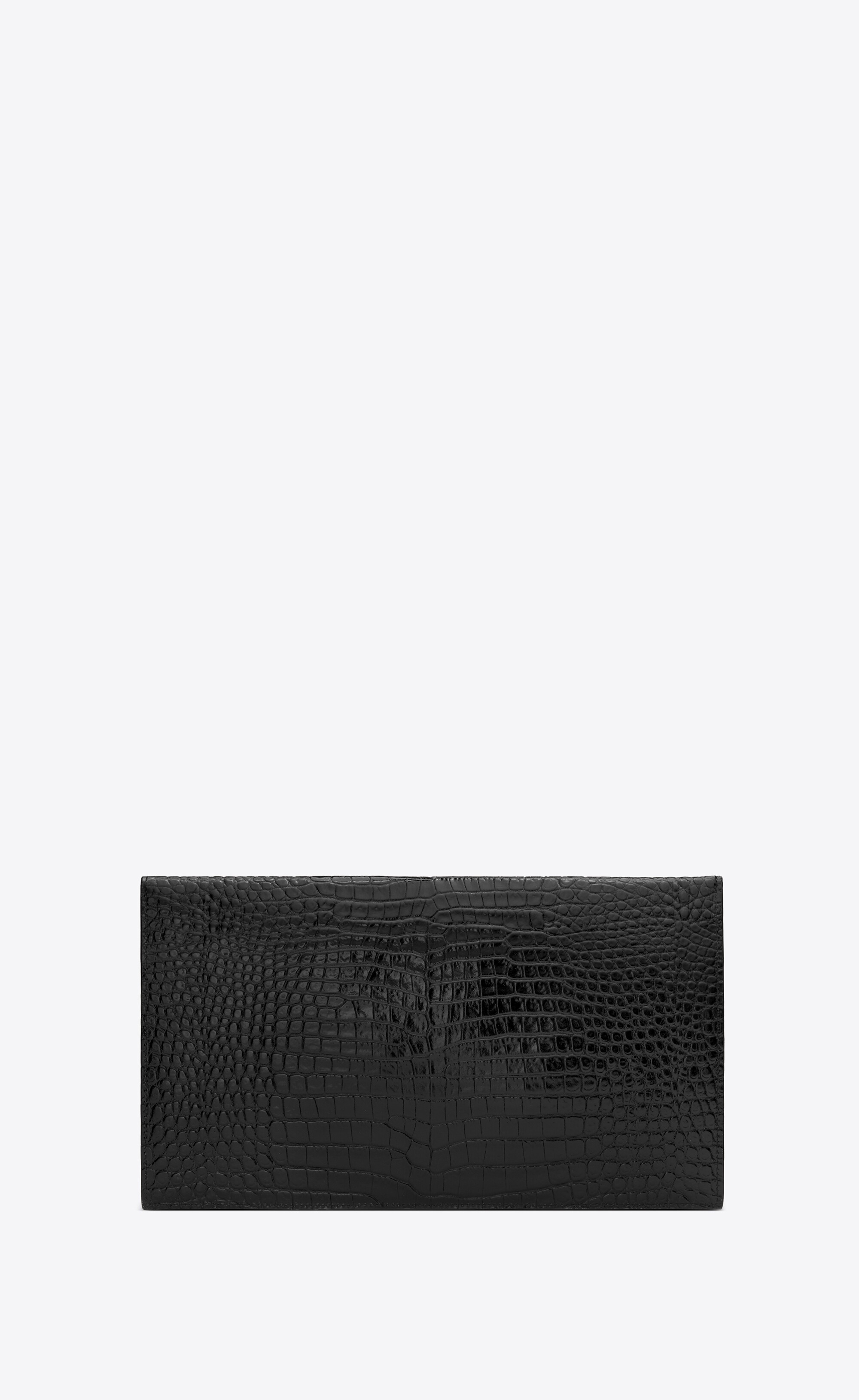 uptown pouch in crocodile embossed shiny leather - 3