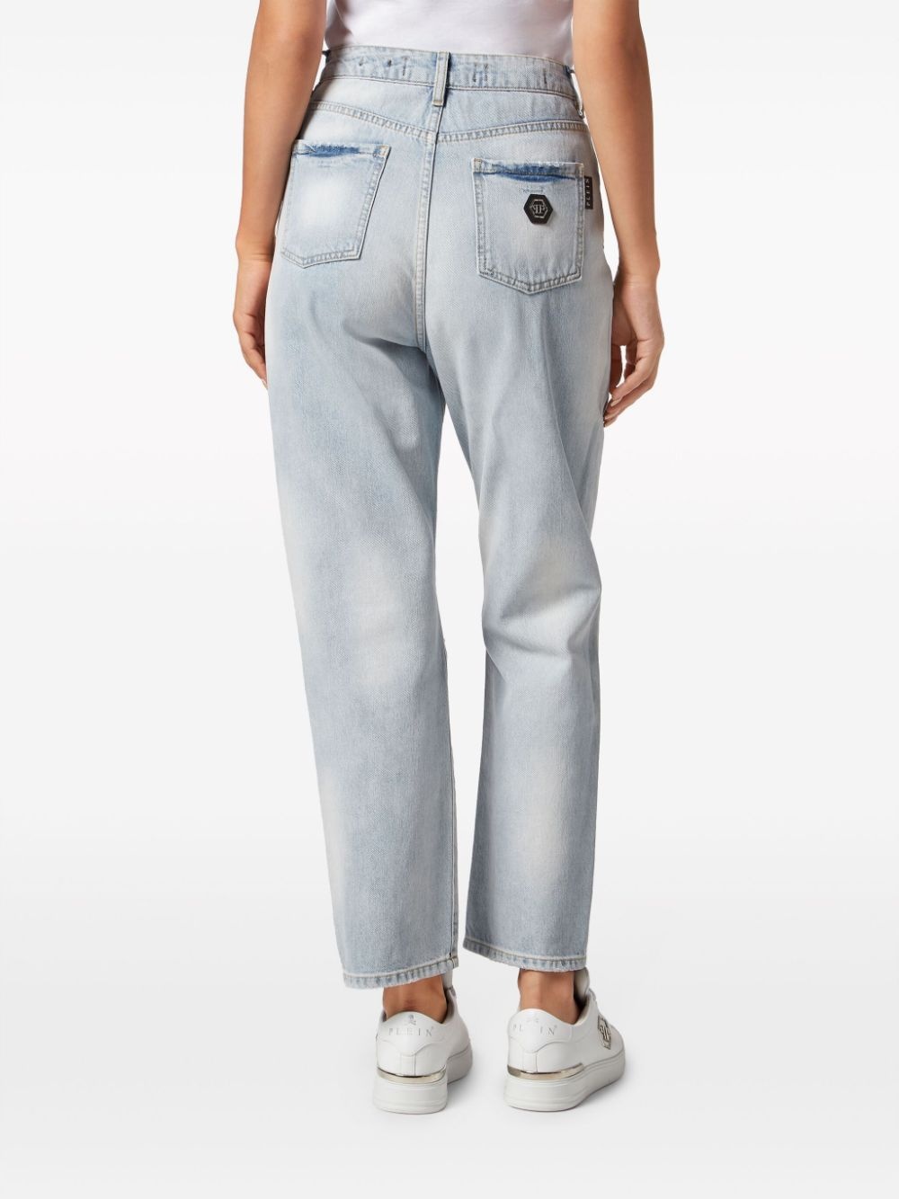 heart-patch straight jeans - 4
