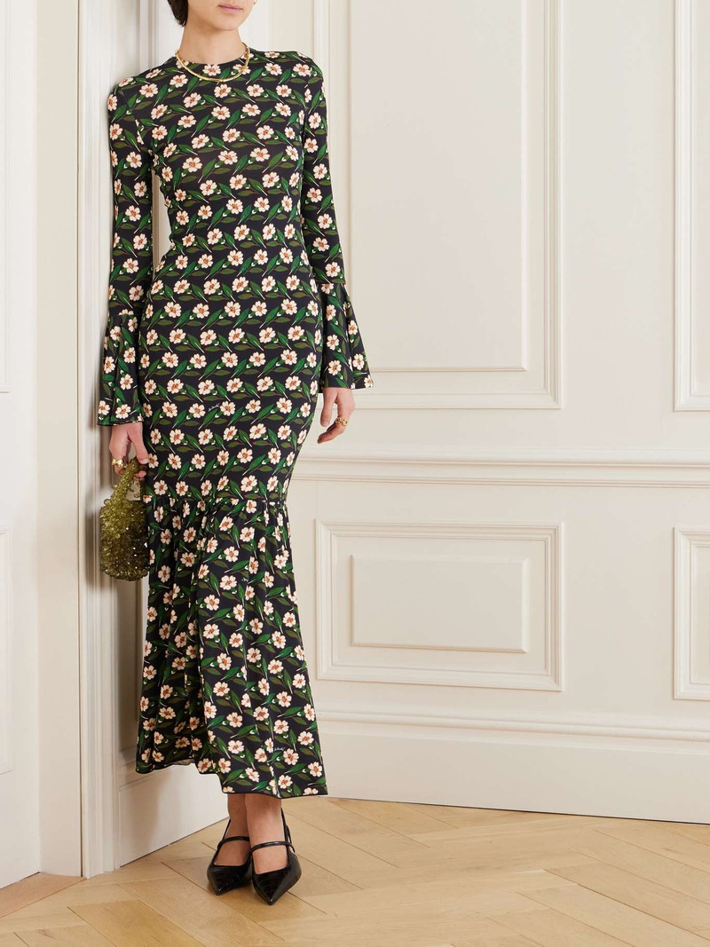 La DoubleJ Alba floral-print stretch-jersey maxi dress Black outlook