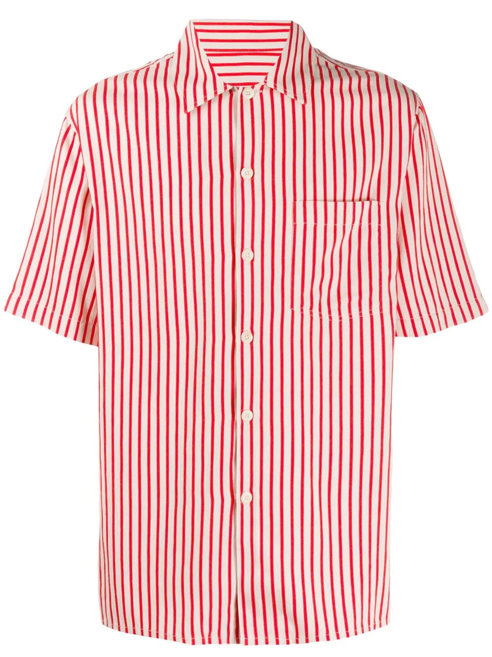 striped camp collar short-sleeve shirt - 1