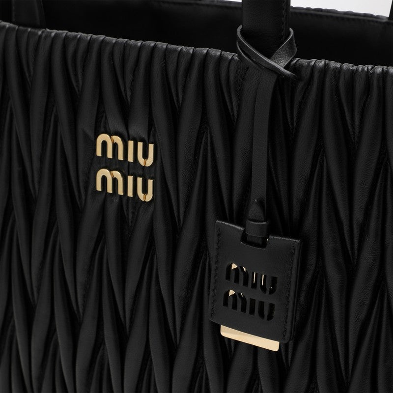 Miu Miu Black Quilted Nappa Leather Shopping Bag Women - 5