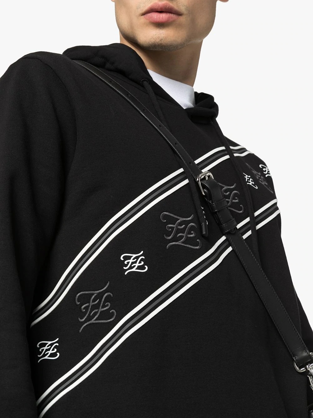 Karligraphy logo stripe hoodie - 5