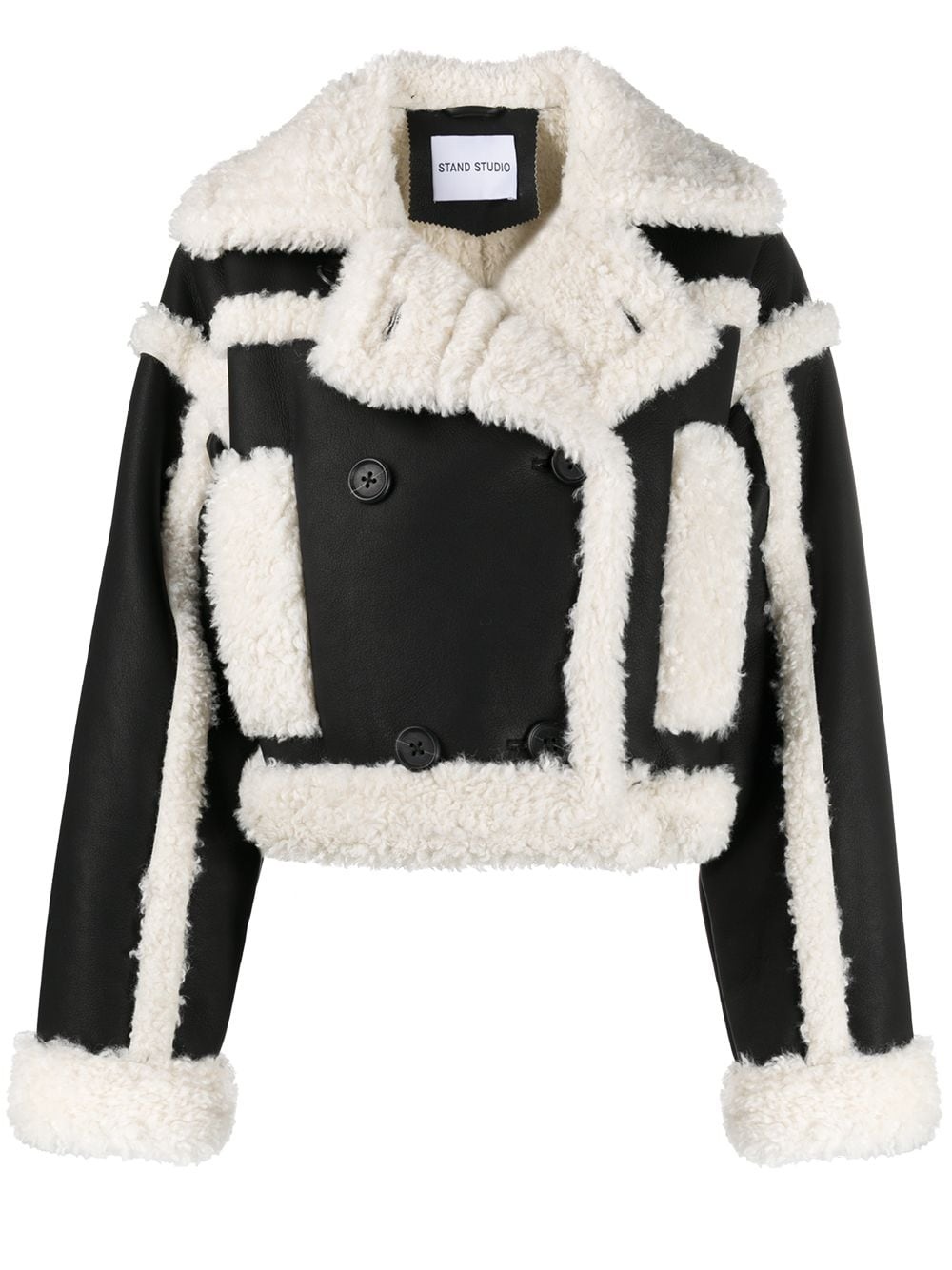 shearling trim crop jacket - 1