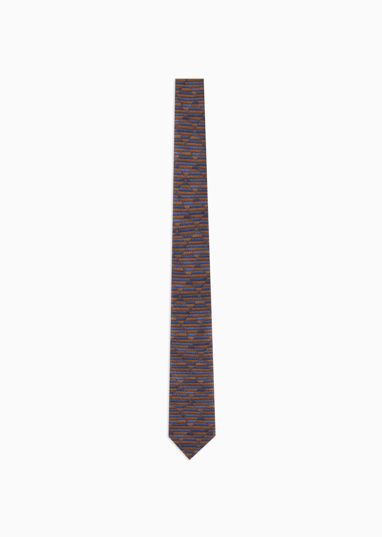 Silk tie with geometric print - 1