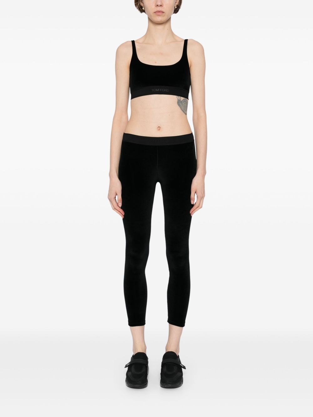 lustrous velour signature leggings - 2