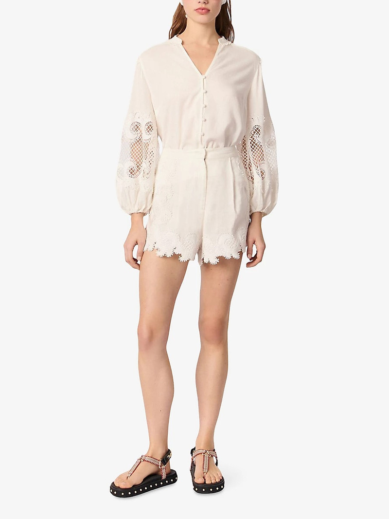 maje Embroidered-Trim Mid-Rise Woven Shorts outlook