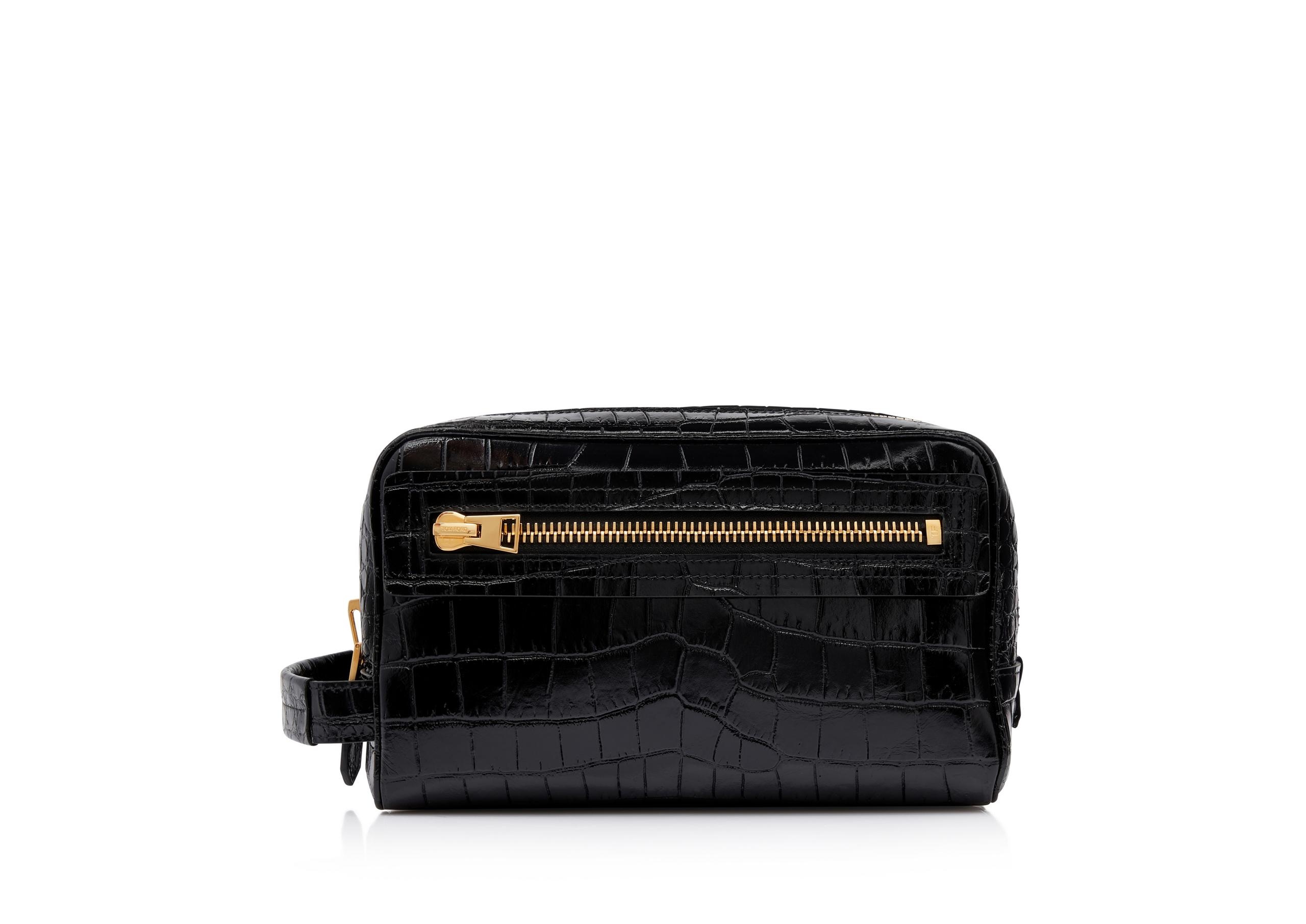 PRINTED ALLIGATOR LEATHER TOILETRY CASE - 1