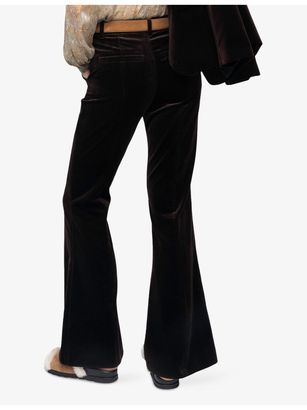 Prevy flared-leg mid-rise cotton-velvet trousers - 5