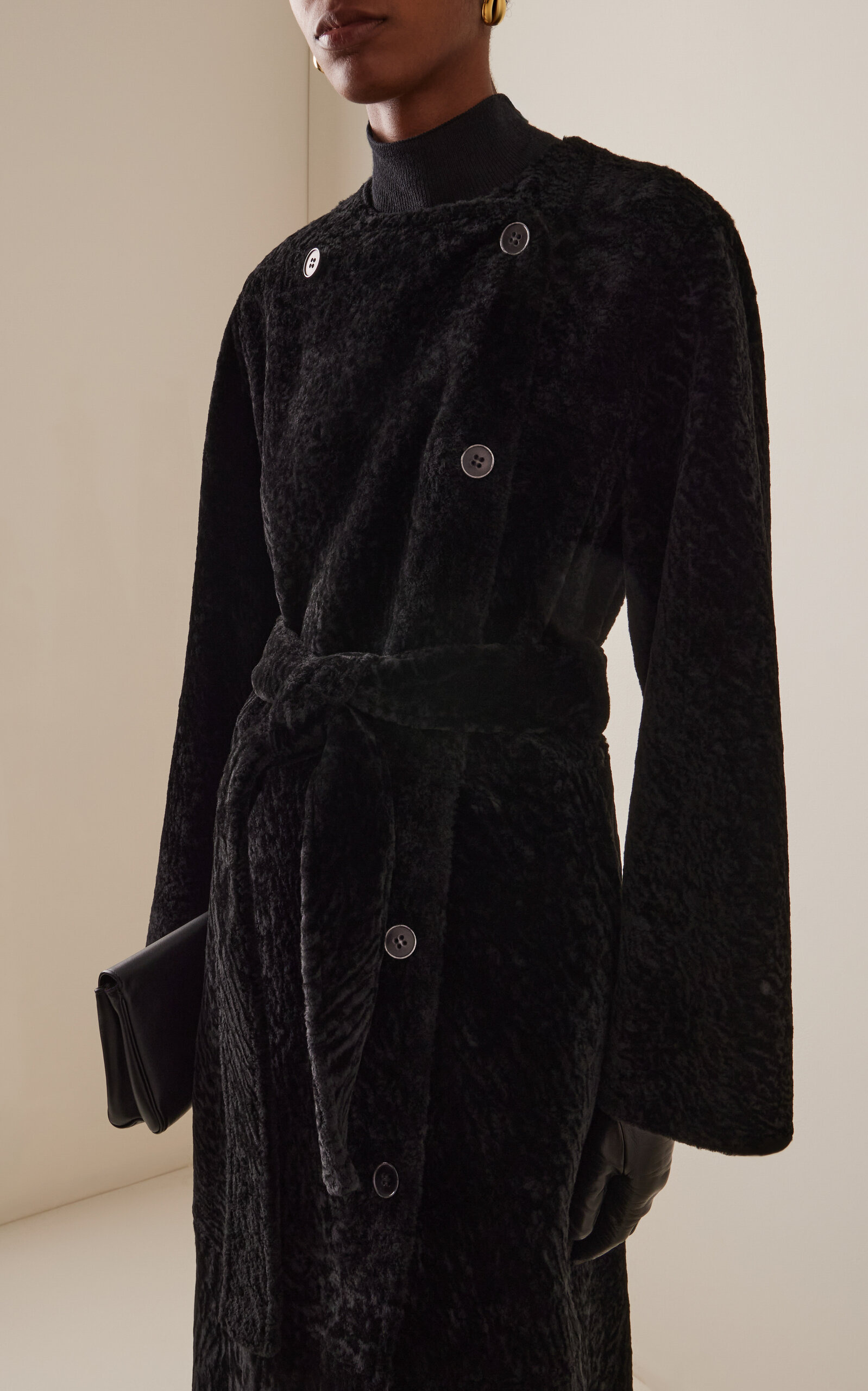 Sandria Reversible Shearling Coat black - 3