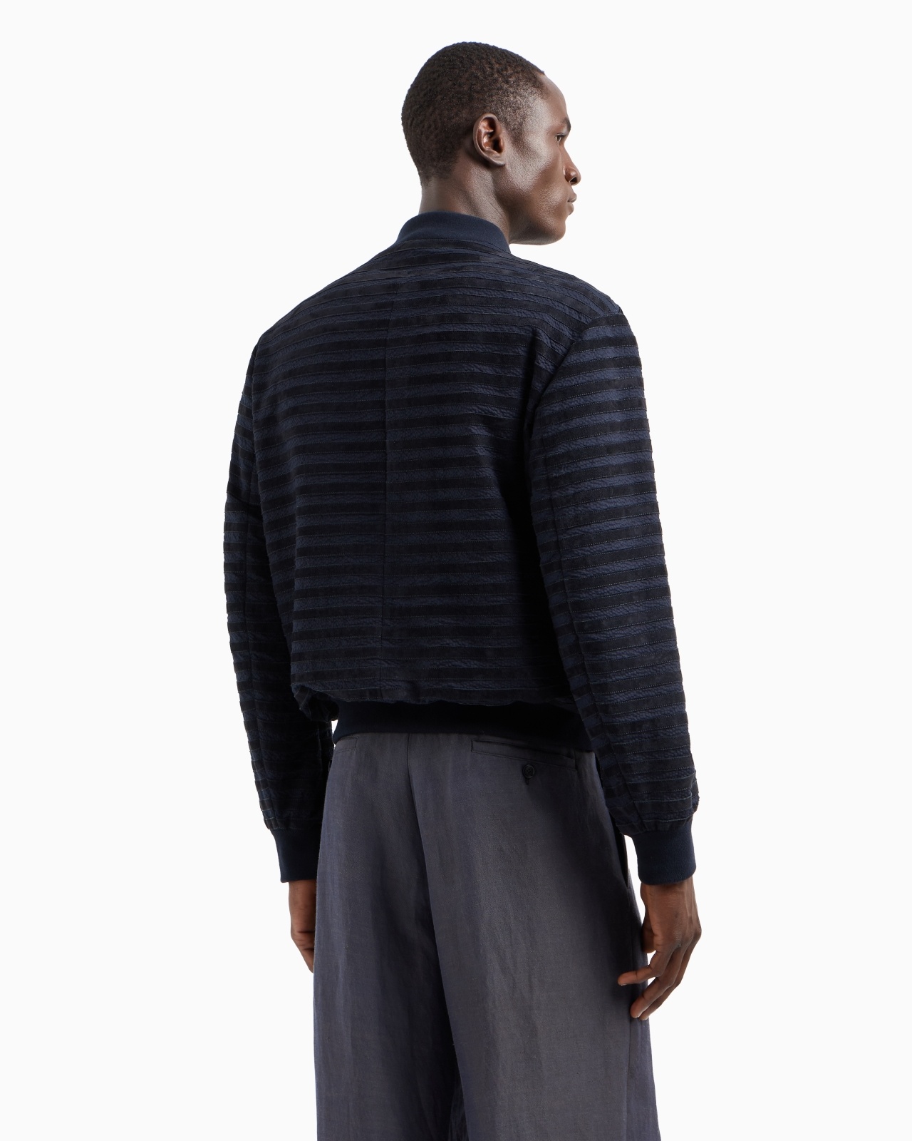 SEERSUCKER BLOUSON WITH SUEDE INSERTS - 3