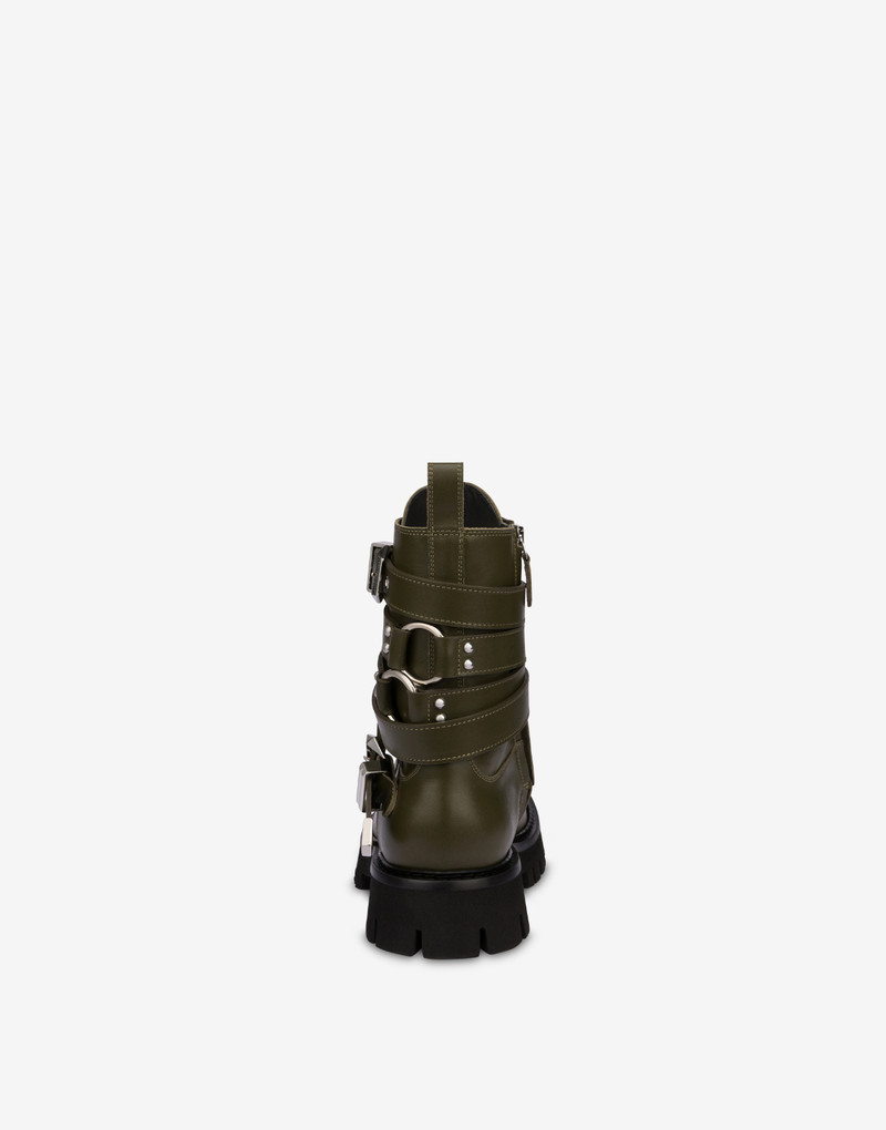 Moschino MULTI-BUCKLE CALFSKIN COMBAT BOOTS outlook