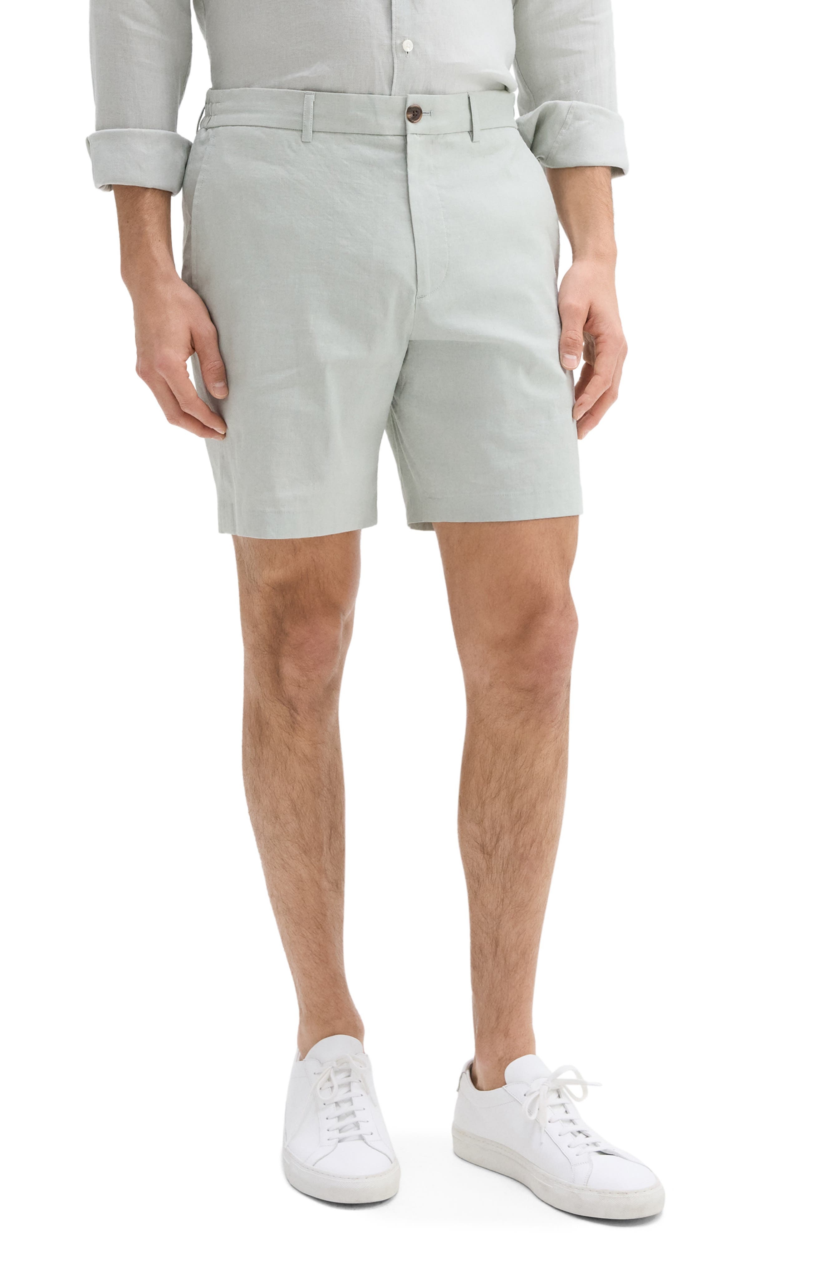 Theory Curtis Slim Fit Internal Drawstring Shorts in Light Green at Nordstrom - 1