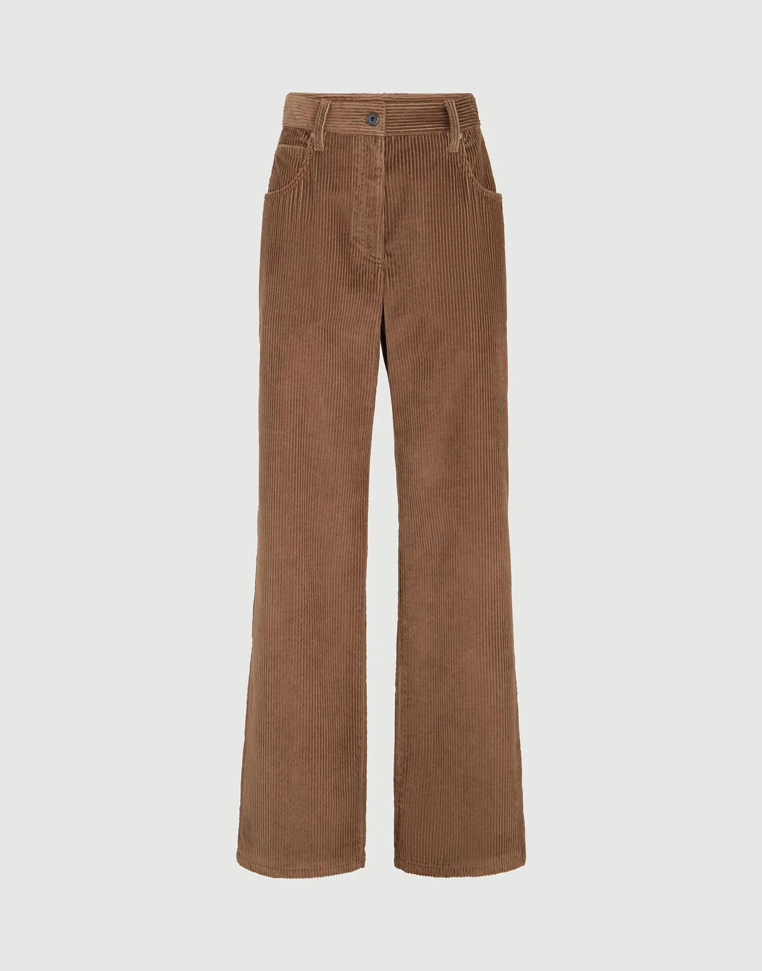 Cotton corduroy straight five-pocket trousers with monili - 1