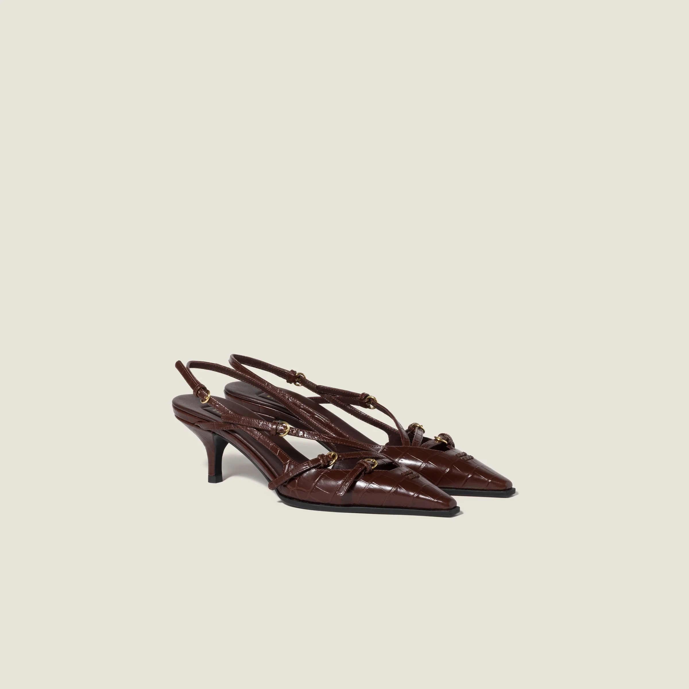 Croco-print slingback pumps - 1