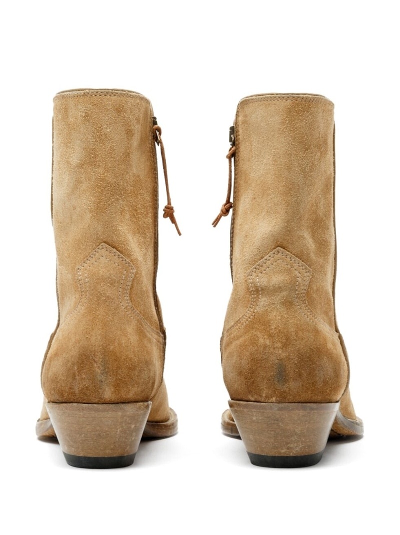 pointed-toe western suede boots - 4
