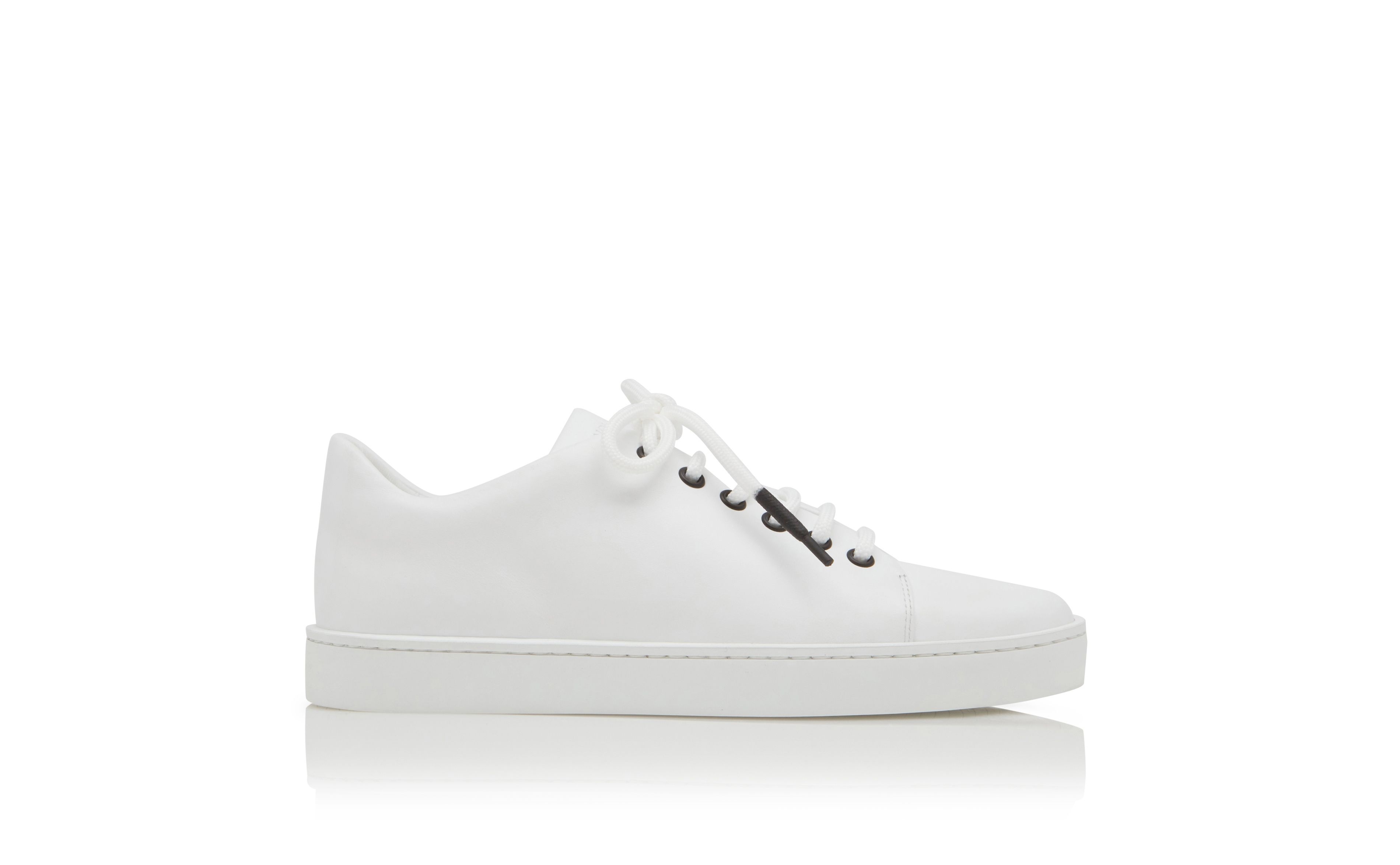 White Calf Leather Low Cut Sneakers - 1