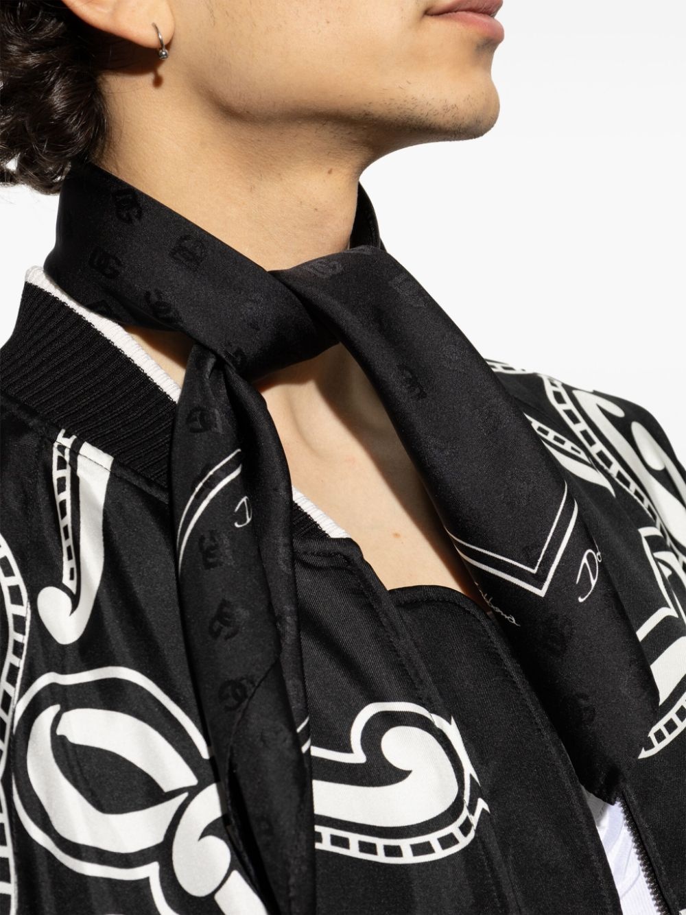 logo-print silk scarf - 4