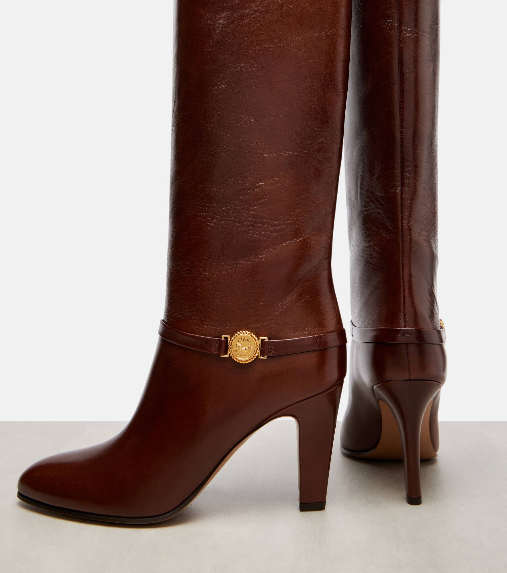 Eve 85 embellished leather knee-high boots - 5