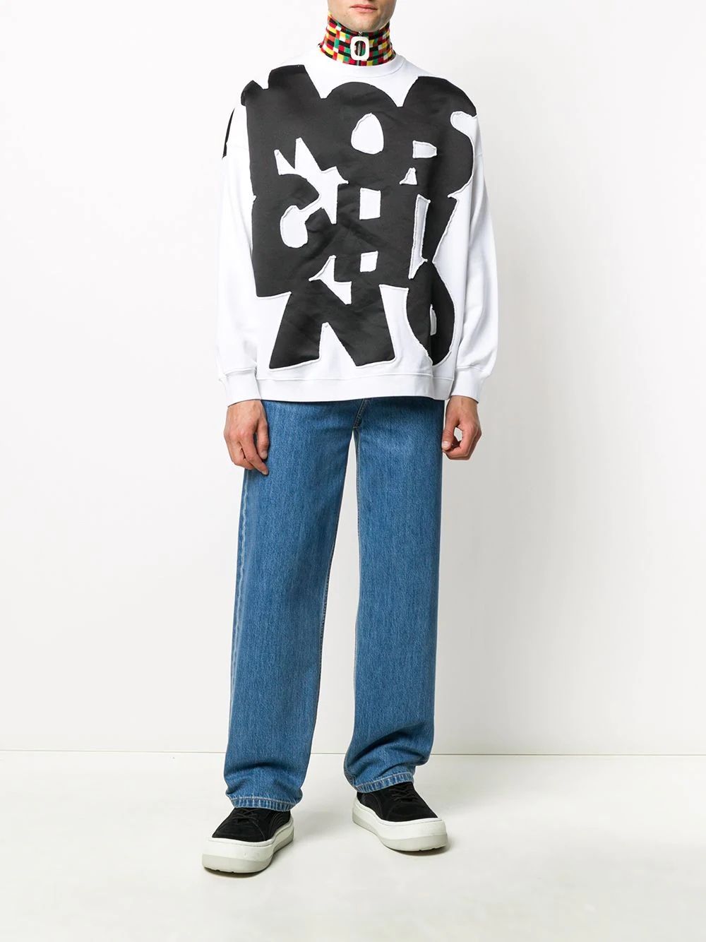 contrasting logo-patch sweatshirt - 2