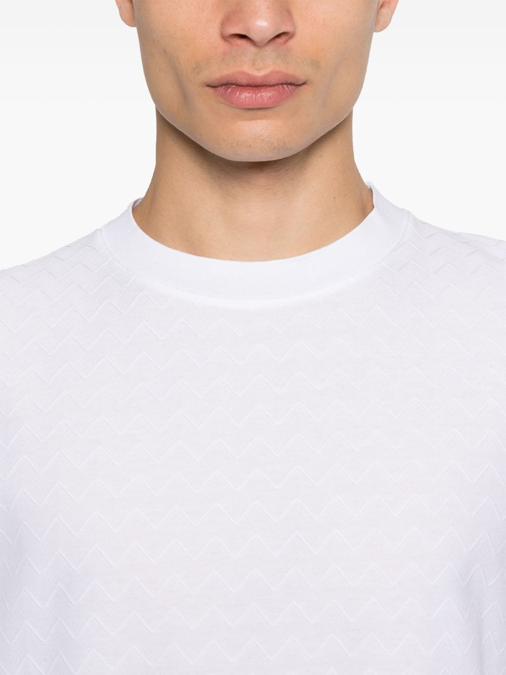 tonal-zigzag cotton T-shirt - 4