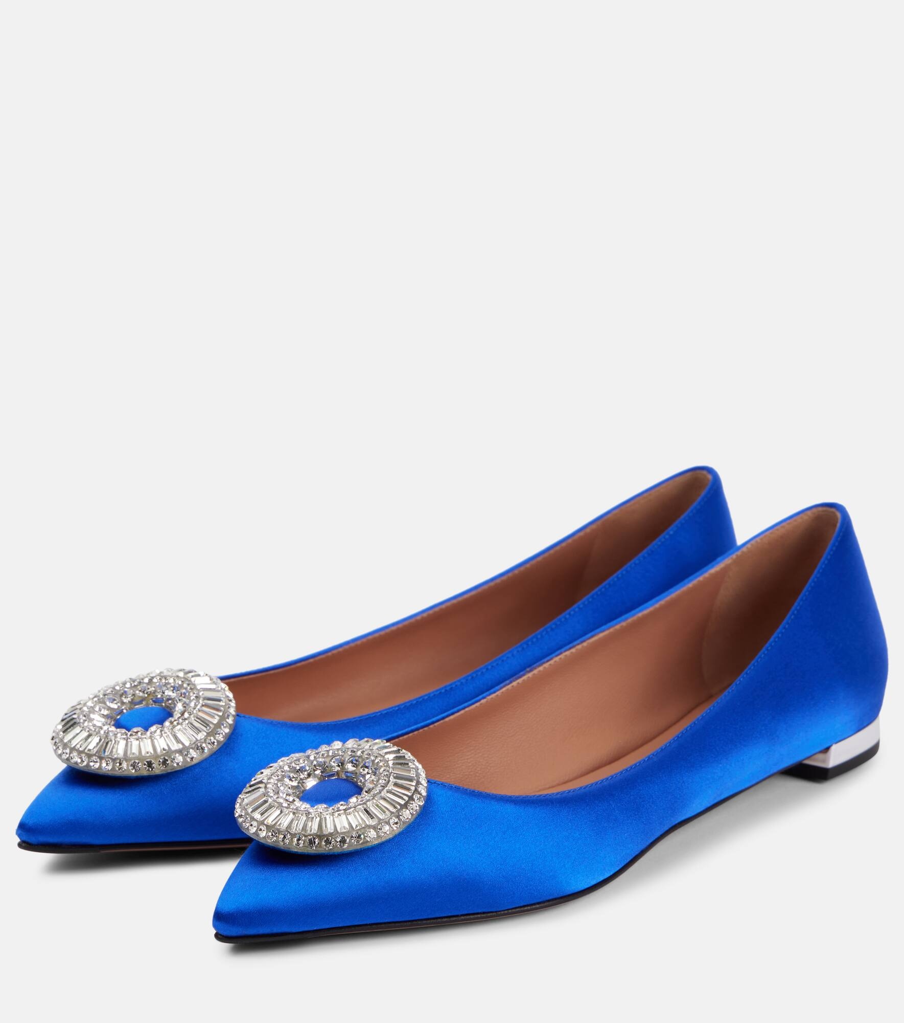 Crystal Hoop satin ballet flats - 4