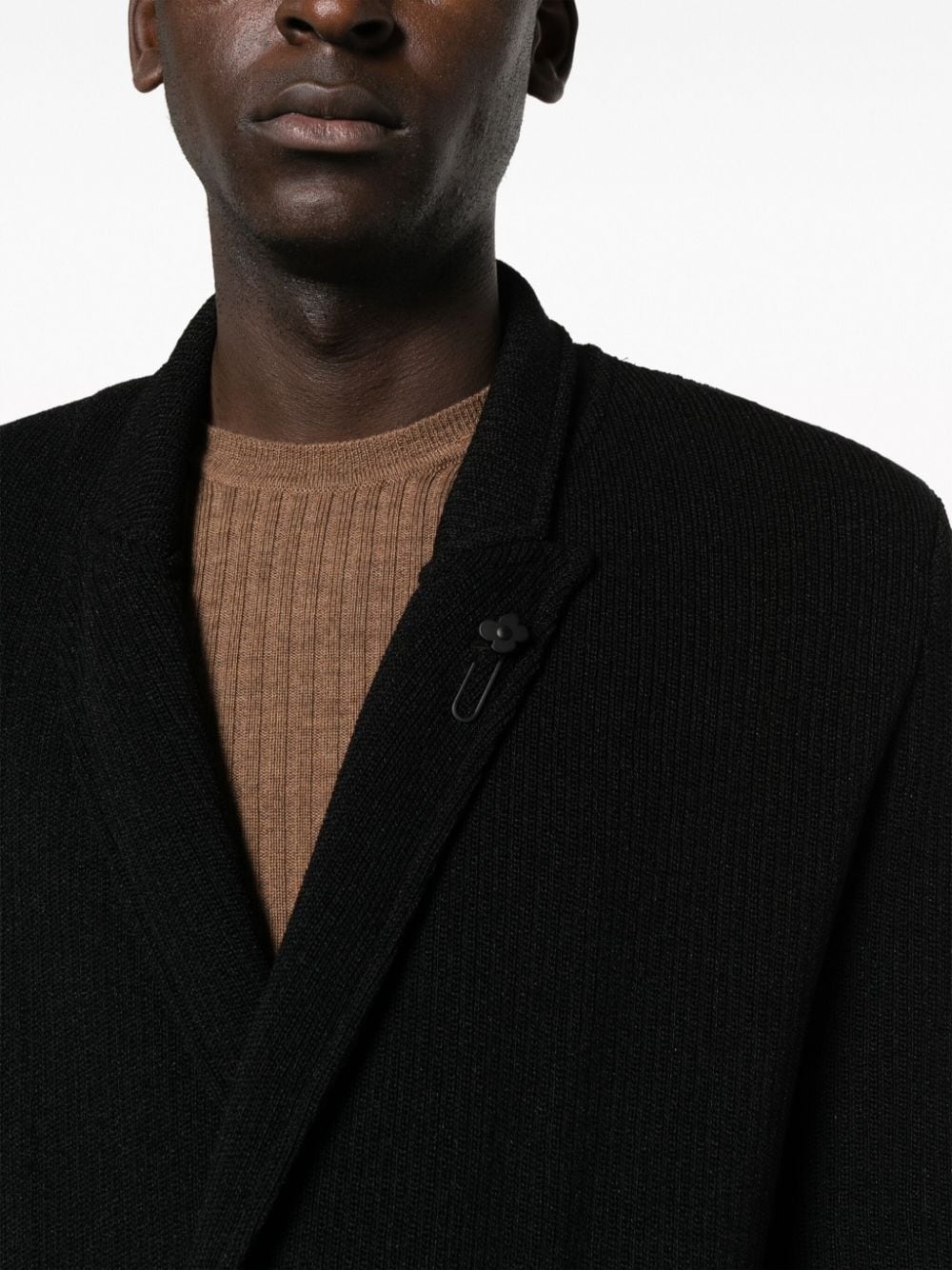 knitted double-breasted blazer - 5