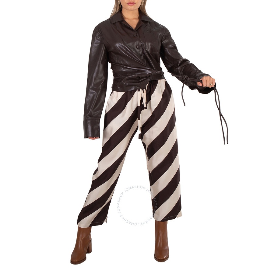 Nanushka Coffee Ground Merano Wrap Long Sleeves Top - 6